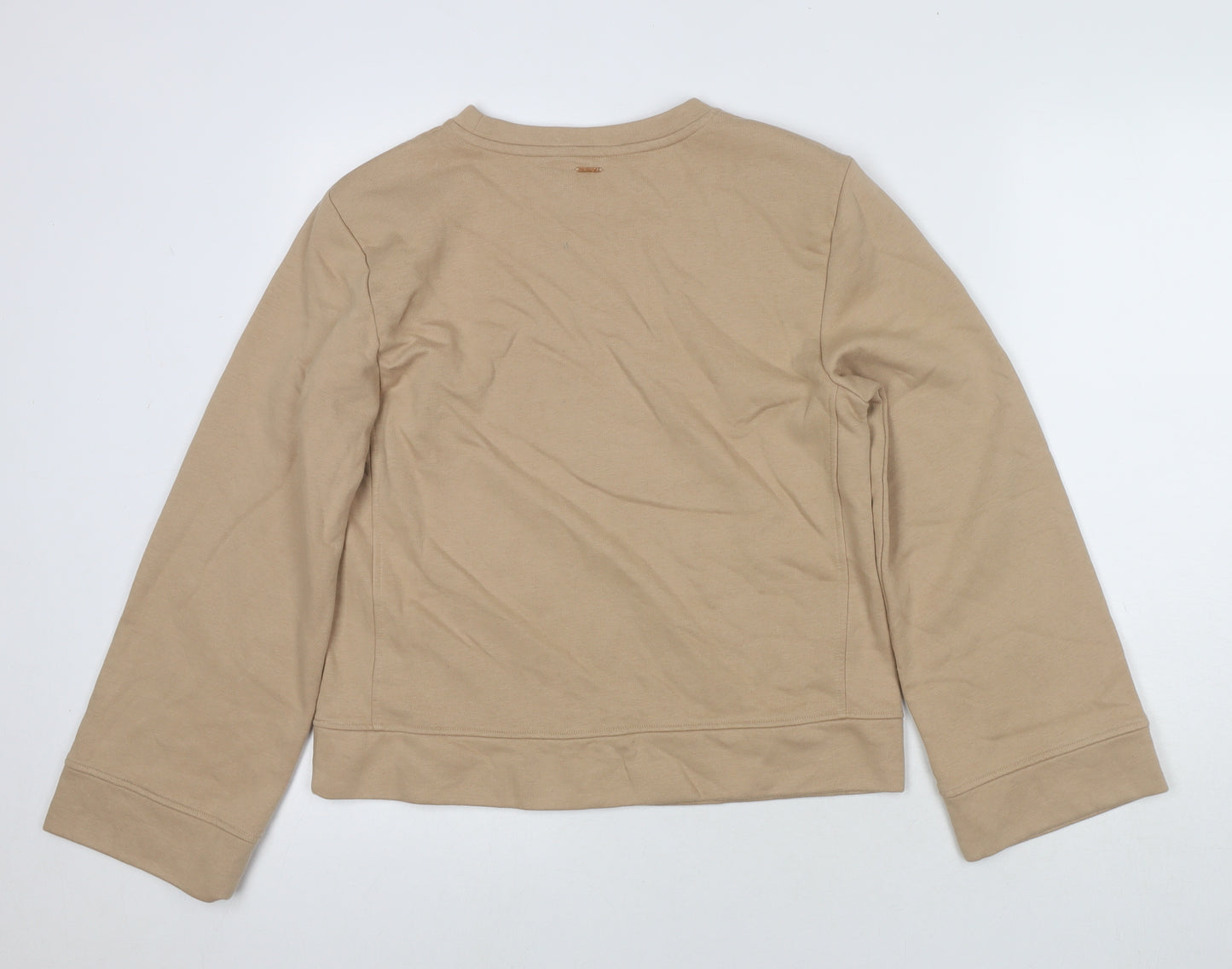 Rosie Womens Beige Cotton Pullover Sweatshirt Size S - Shoulder Pads