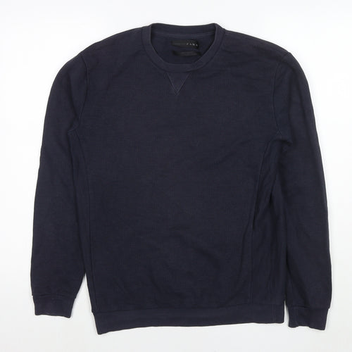 Zara Mens Blue Cotton Pullover Sweatshirt Size M