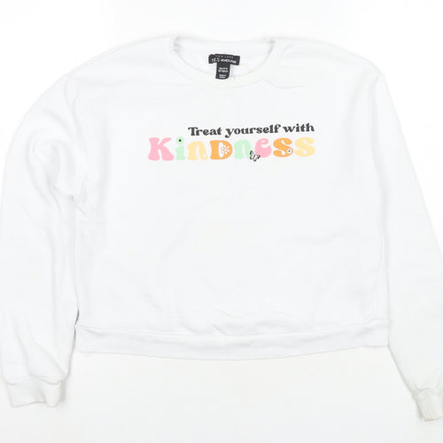 New Look Girls White Cotton Pullover Sweatshirt Size 12-13 Years Pullover - Treat yourself with kidness