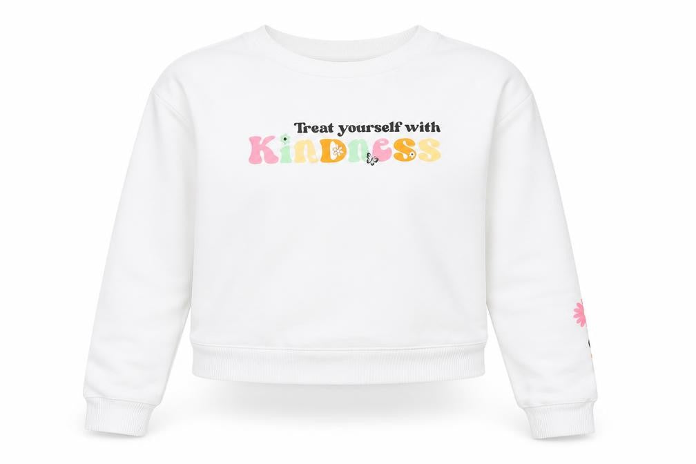 New Look Girls White Cotton Pullover Sweatshirt Size 12-13 Years Pullover - Treat yourself with kidness