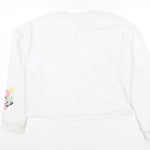 New Look Girls White Cotton Pullover Sweatshirt Size 12-13 Years Pullover - Treat yourself with kidness