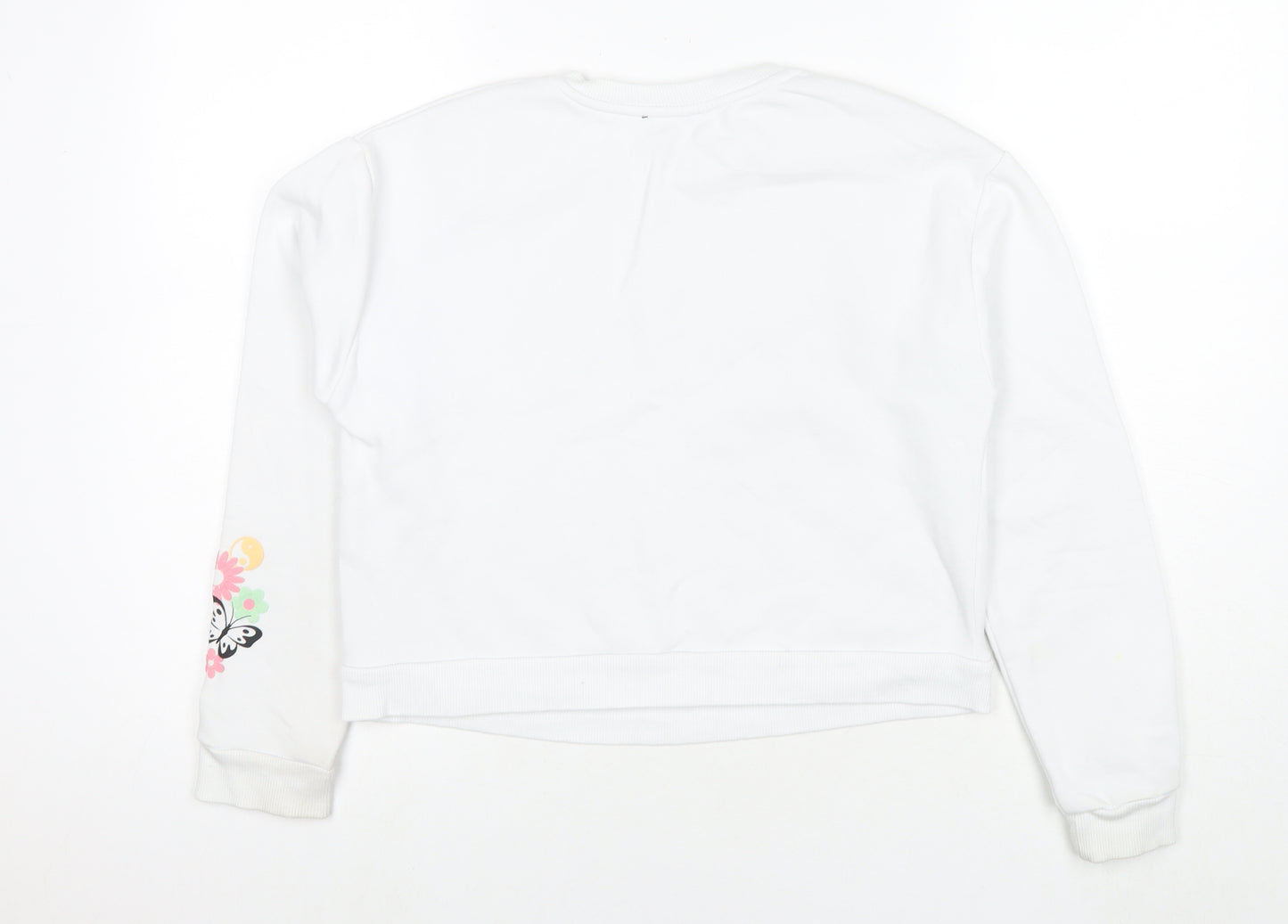 New Look Girls White Cotton Pullover Sweatshirt Size 12-13 Years Pullover - Treat yourself with kidness