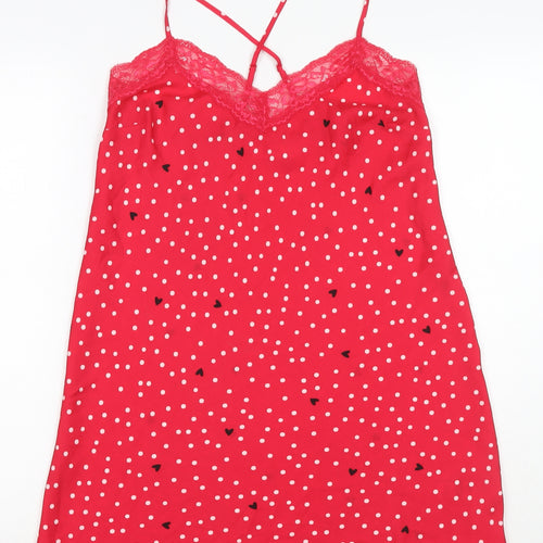 Marks and Spencer Womens Red Polka Dot Polyester Babydoll Dress Size 10 - Hearts