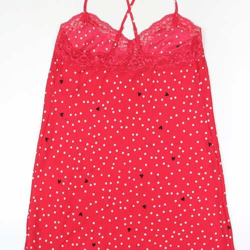 Marks and Spencer Womens Red Polka Dot Polyester Babydoll Dress Size 10 - Hearts