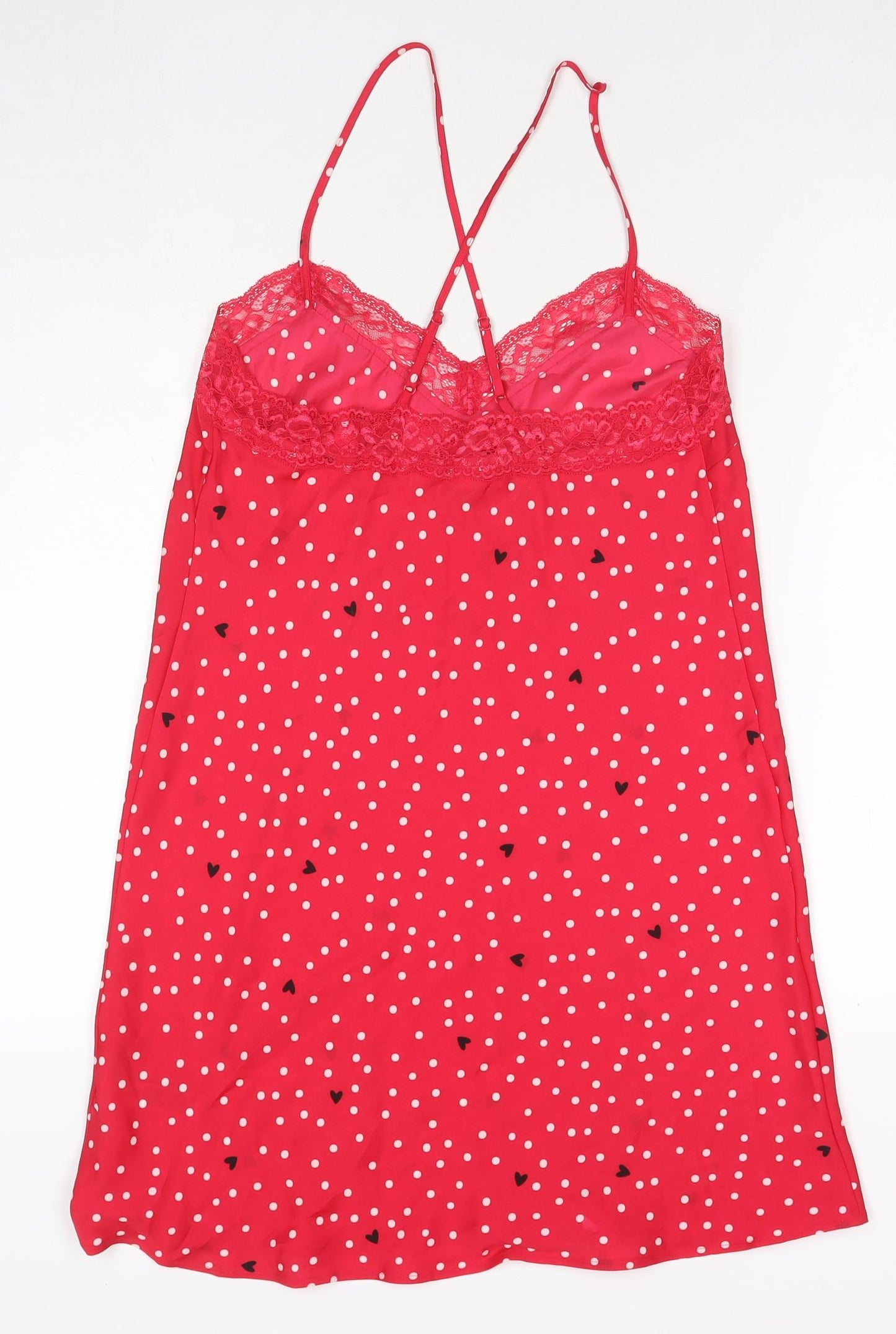 Marks and Spencer Womens Red Polka Dot Polyester Babydoll Dress Size 10 - Hearts