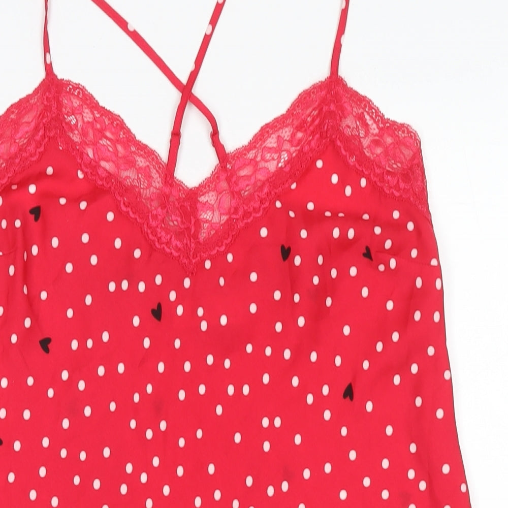 Marks and Spencer Womens Red Polka Dot Polyester Babydoll Dress Size 10 - Hearts