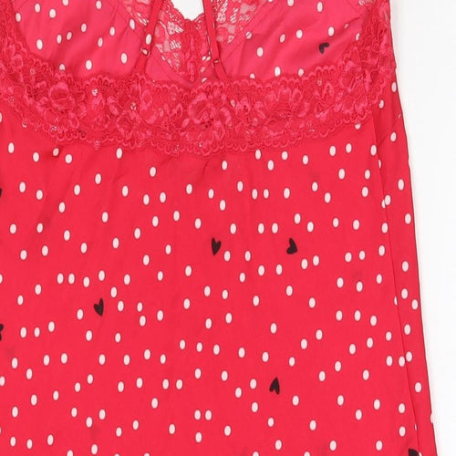 Marks and Spencer Womens Red Polka Dot Polyester Babydoll Dress Size 10 - Hearts