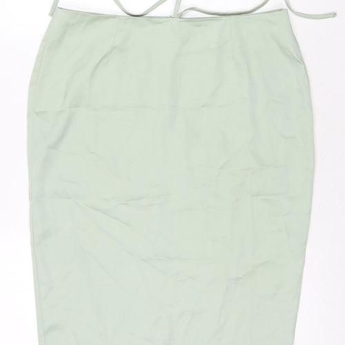 PRETTYLITTLETHING Womens Green Polyester Straight & Pencil Skirt Size 10 Zip