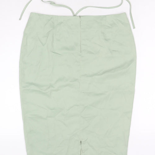 PRETTYLITTLETHING Womens Green Polyester Straight & Pencil Skirt Size 10 Zip