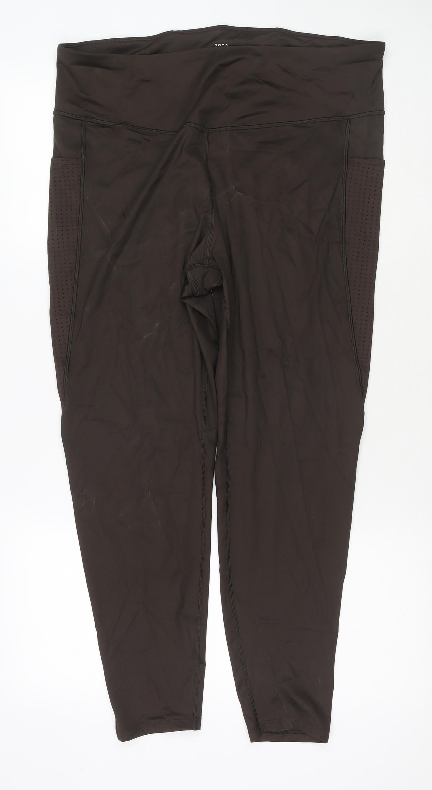 GOODMOVE Womens Brown Polyester Pedal Pusher Leggings Size 20 L25 in Regular Pullover