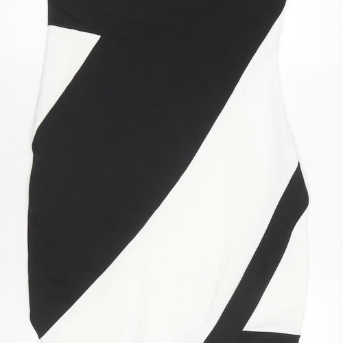 Boohoo Womens White Colourblock Polyester Tank Dress Size 12 Round Neck Pullover