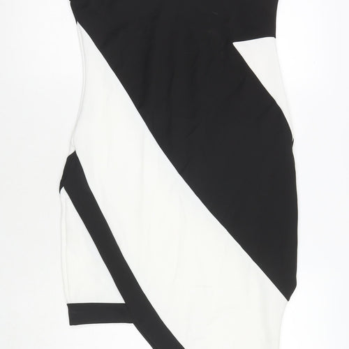 Boohoo Womens White Colourblock Polyester Tank Dress Size 12 Round Neck Pullover