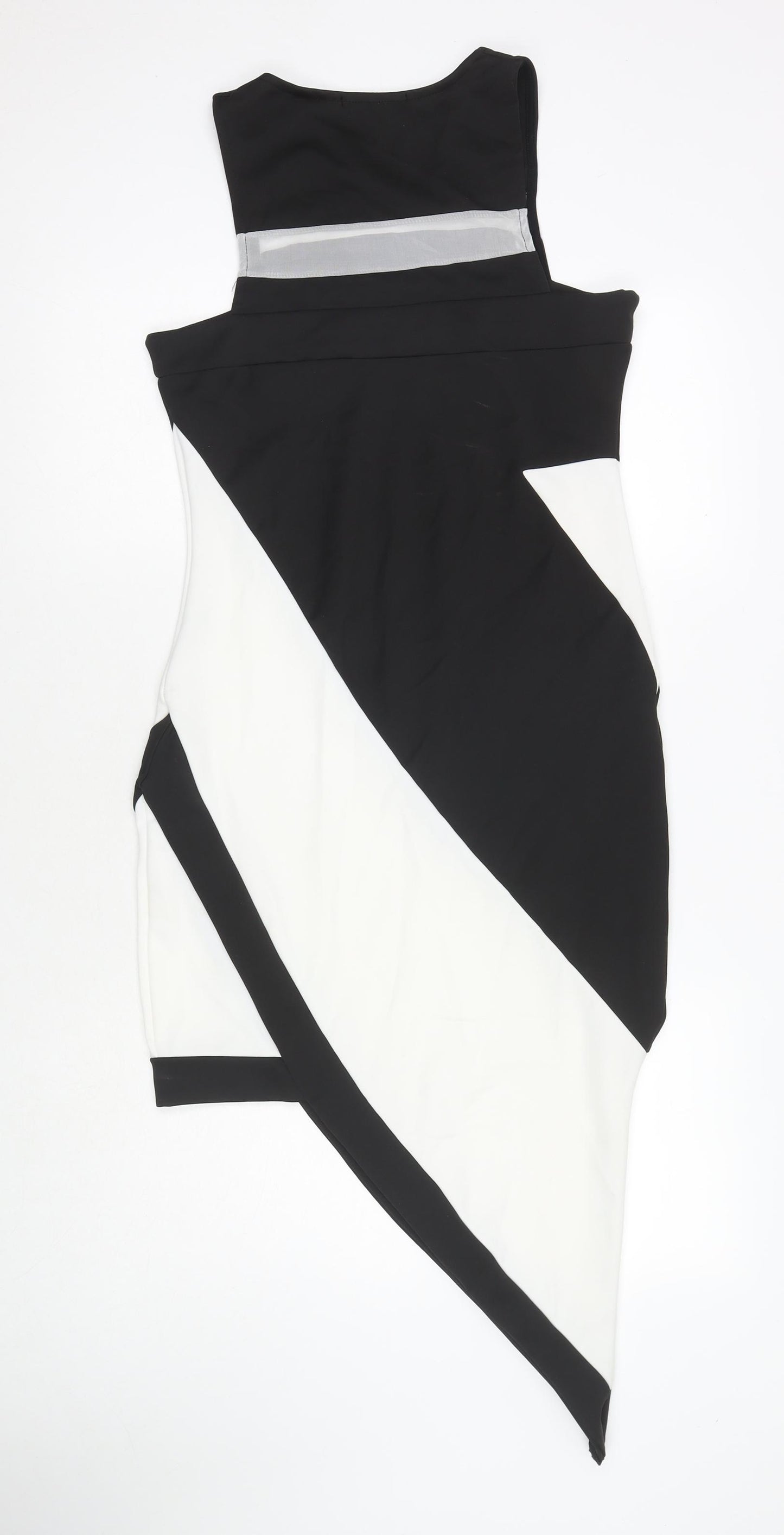 Boohoo Womens White Colourblock Polyester Tank Dress Size 12 Round Neck Pullover