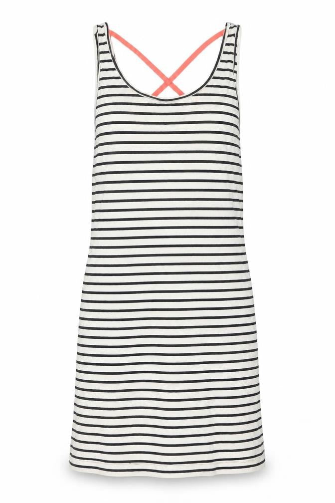 VERO MODA Womens White Striped Cotton Tank Dress Size XS Round Neck Pullover