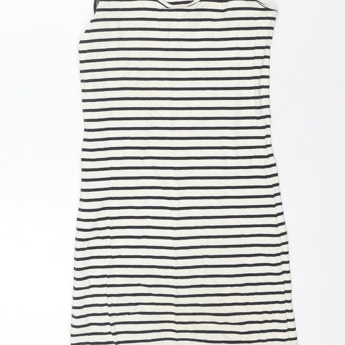 VERO MODA Womens White Striped Cotton Tank Dress Size XS Round Neck Pullover