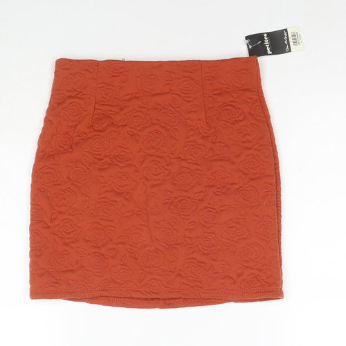 Miss Selfridge Womens Brown Floral Polyester Mini Skirt Size 8 Zip