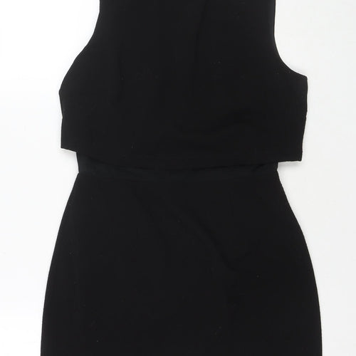 ASOS Womens Black Polyester A-Line Size 10 Round Neck Zip - Jeweled Detail