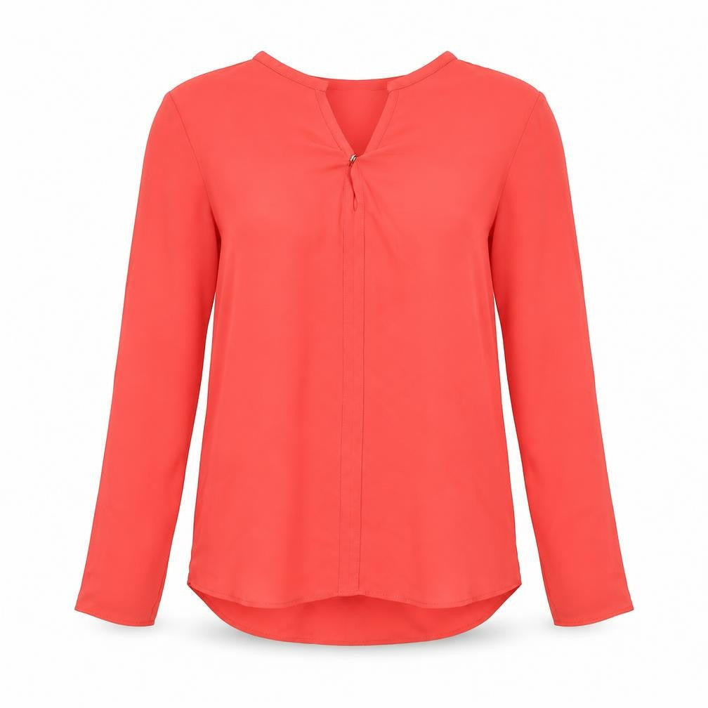 Zara Womens Red Polyester Basic Blouse Size XS V-Neck