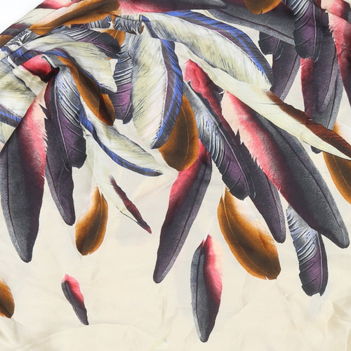 Zara Womens Multicoloured Polyester Tunic Blouse Size XS V-Neck - Feathers
