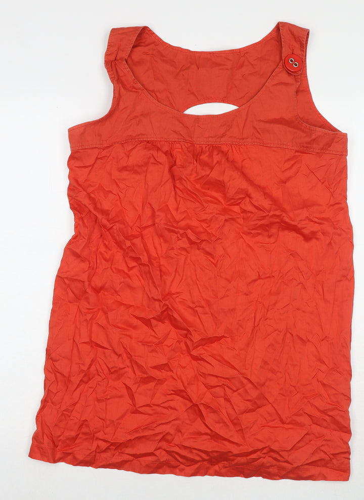 New Look Womens Red Cotton Tank Dress Size 16 Round Neck Pullover