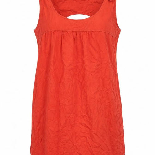 New Look Womens Red Cotton Tank Dress Size 16 Round Neck Pullover