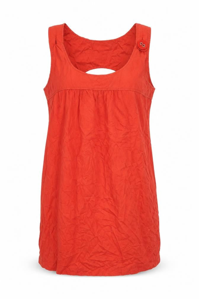 New Look Womens Red Cotton Tank Dress Size 16 Round Neck Pullover