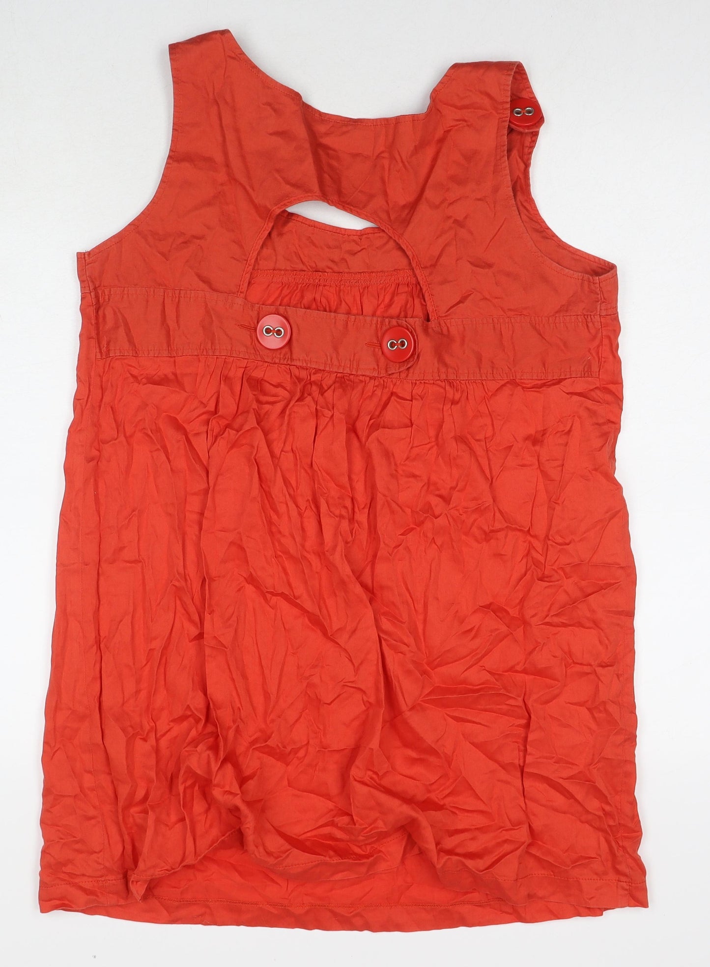 New Look Womens Red Cotton Tank Dress Size 16 Round Neck Pullover