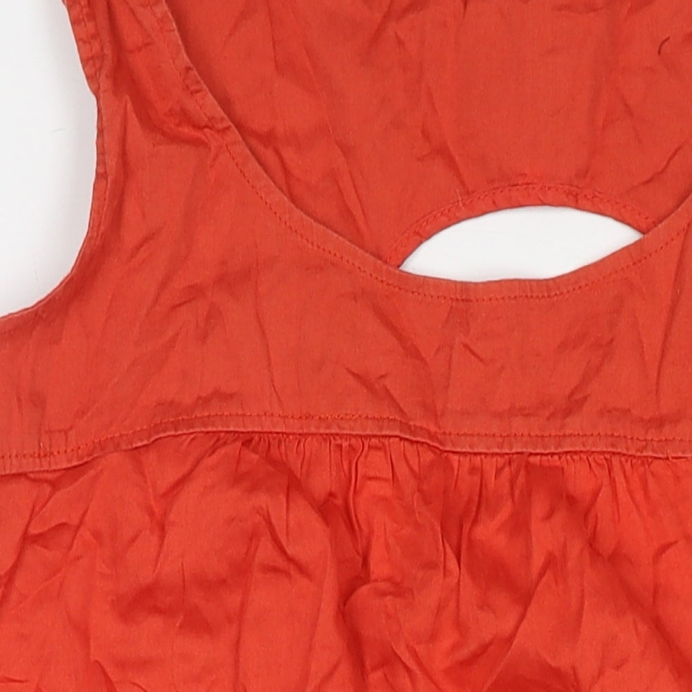 New Look Womens Red Cotton Tank Dress Size 16 Round Neck Pullover