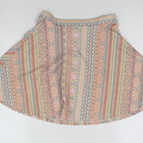 River Island Womens Multicoloured Geometric Cotton Swing Skirt Size 6
