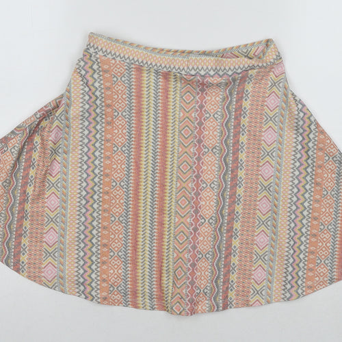River Island Womens Multicoloured Geometric Cotton Swing Skirt Size 6