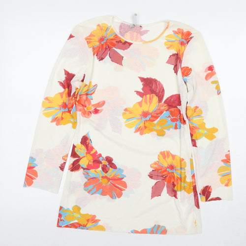 Zara Womens Multicoloured Floral Polyester Tunic Blouse Size M Round Neck
