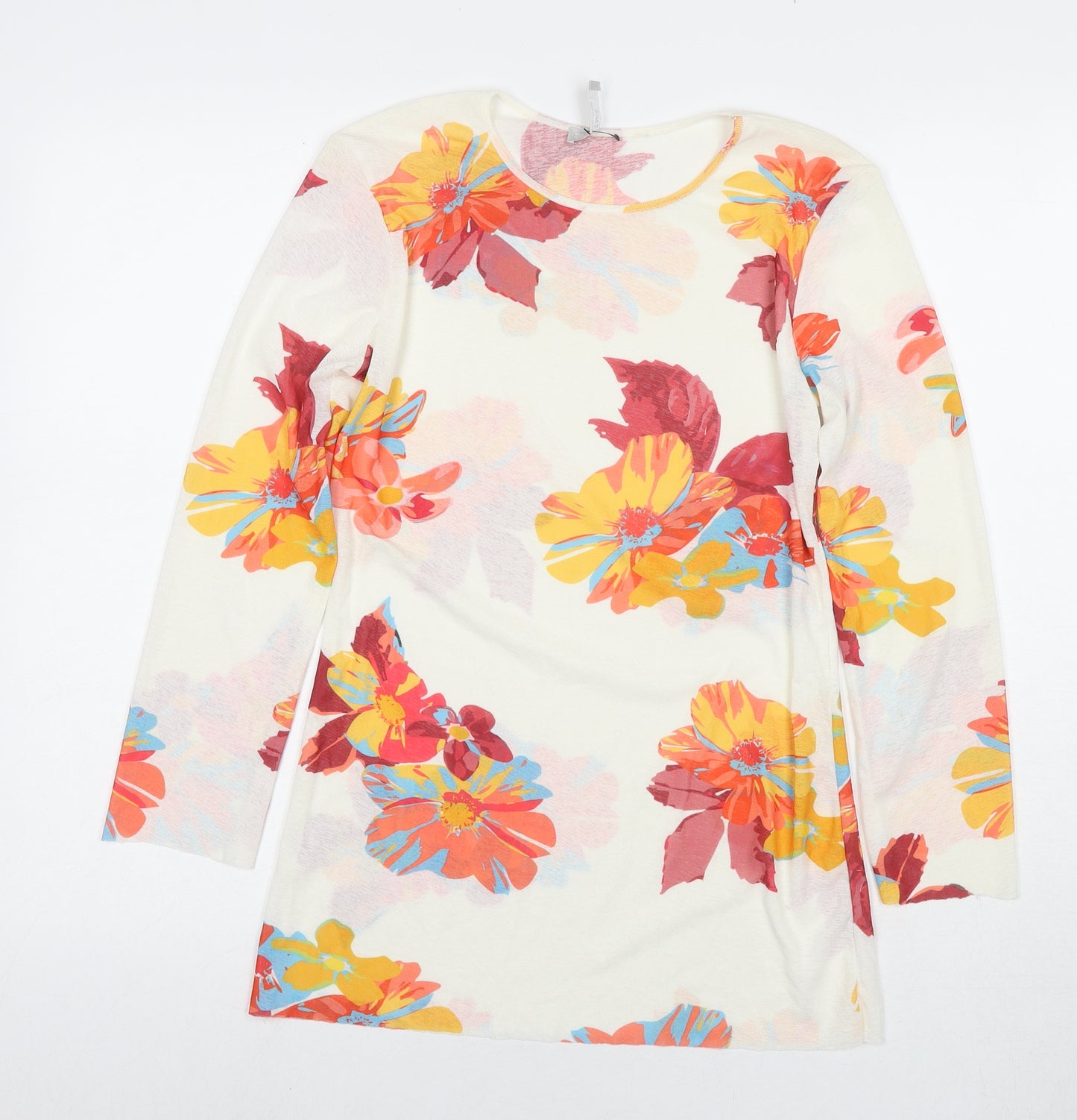 Zara Womens Multicoloured Floral Polyester Tunic Blouse Size M Round Neck