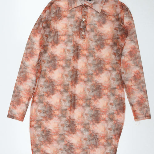 PRETTYLITTLETHING Womens Multicoloured Polyester Shirt Dress Size 16 Collared Button