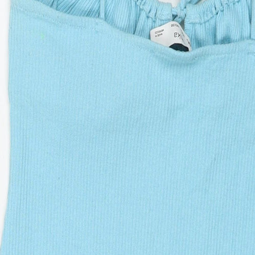 Bershka Womens Blue Cotton Bodycon Size L Sweetheart Pullover