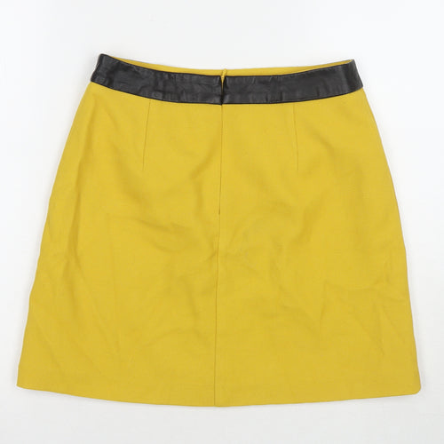 Oasis Womens Yellow Polyester A-Line Skirt Size 10 Zip