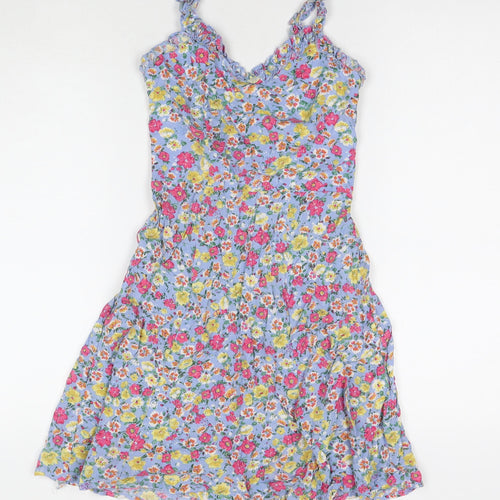 Boohoo Womens Multicoloured Floral Viscose Fit & Flare Size 6 V-Neck Pullover