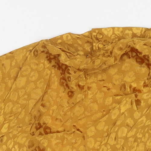 Topshop Womens Yellow Viscose Basic Blouse Size 6 Cowl Neck