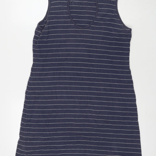 Racing Green Womens Blue Striped Cotton Tank Dress Size 18 Round Neck Pullover