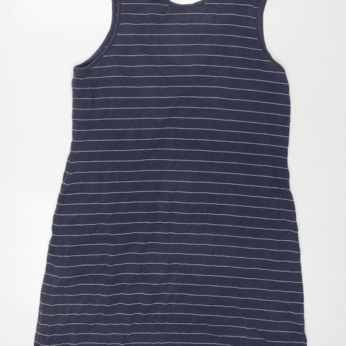 Racing Green Womens Blue Striped Cotton Tank Dress Size 18 Round Neck Pullover