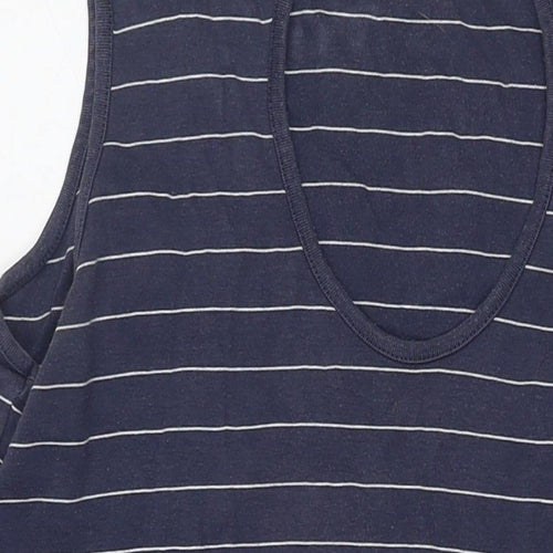 Racing Green Womens Blue Striped Cotton Tank Dress Size 18 Round Neck Pullover