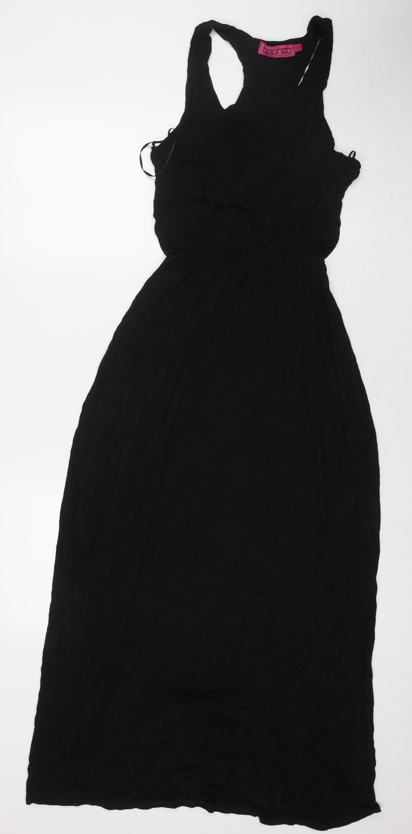 Boohoo Womens Black Viscose Maxi Size 12 Scoop Neck Pullover