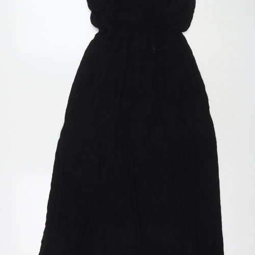 Boohoo Womens Black Viscose Maxi Size 12 Scoop Neck Pullover