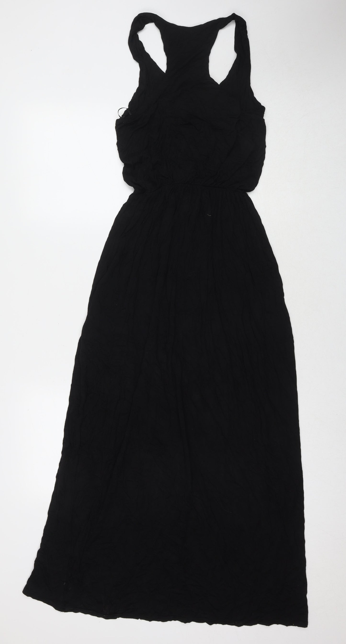 Boohoo Womens Black Viscose Maxi Size 12 Scoop Neck Pullover