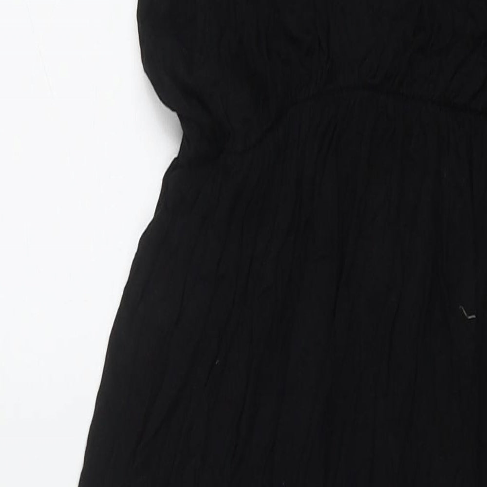 Boohoo Womens Black Viscose Maxi Size 12 Scoop Neck Pullover