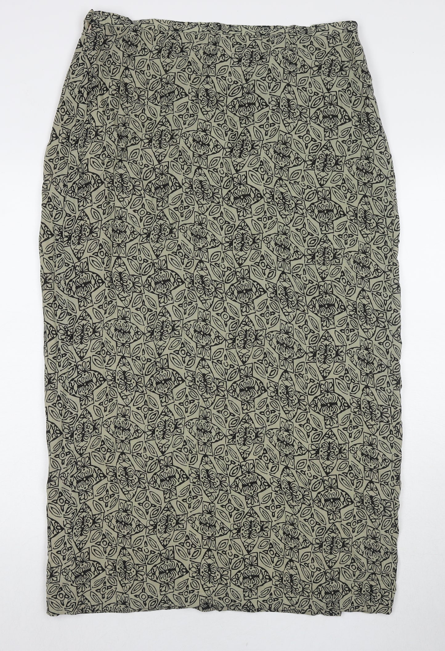 Windsmoor Womens Gold Geometric Viscose Maxi Skirt Size 14 Zip
