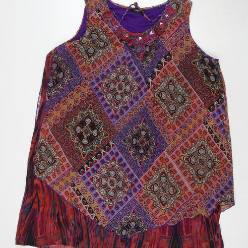 Klass Womens Multicoloured Geometric Polyester Kaftan Size 20 Round Neck Pullover