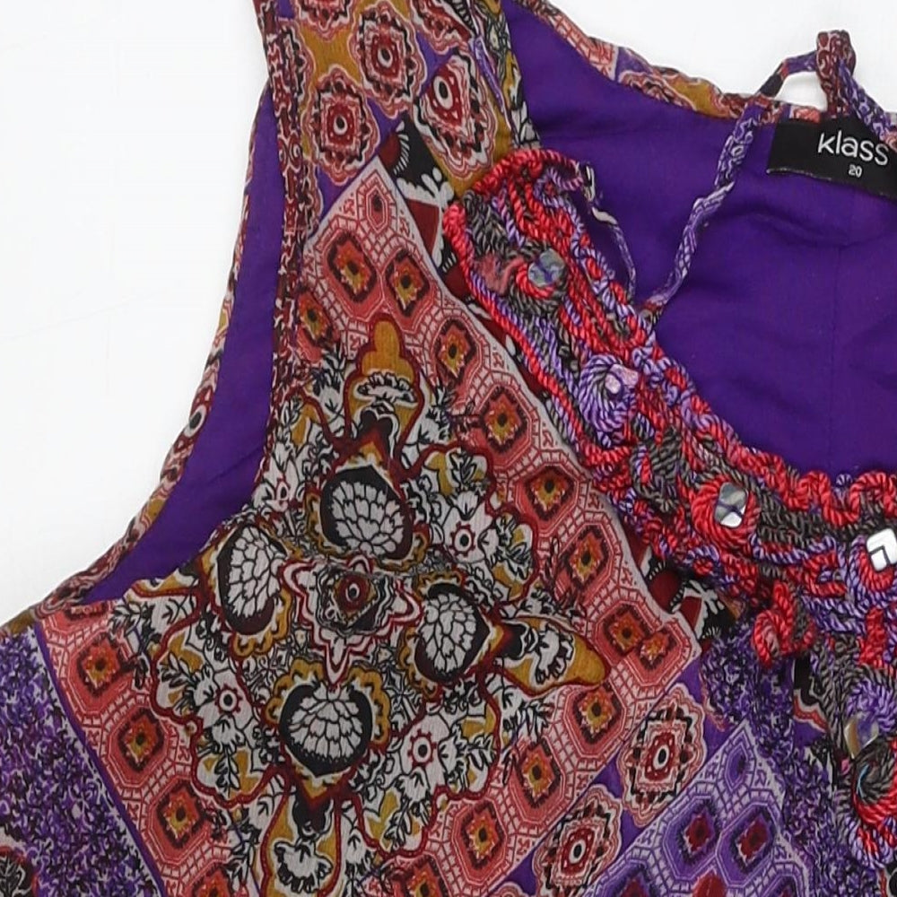 Klass Womens Multicoloured Geometric Polyester Kaftan Size 20 Round Neck Pullover