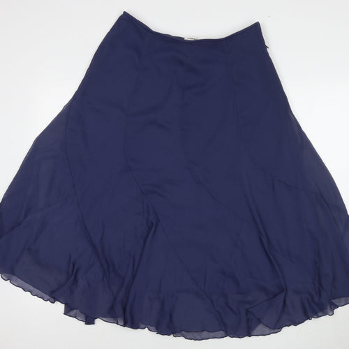 Damart Womens Blue Polyester Maxi Skirt Size 16 Zip