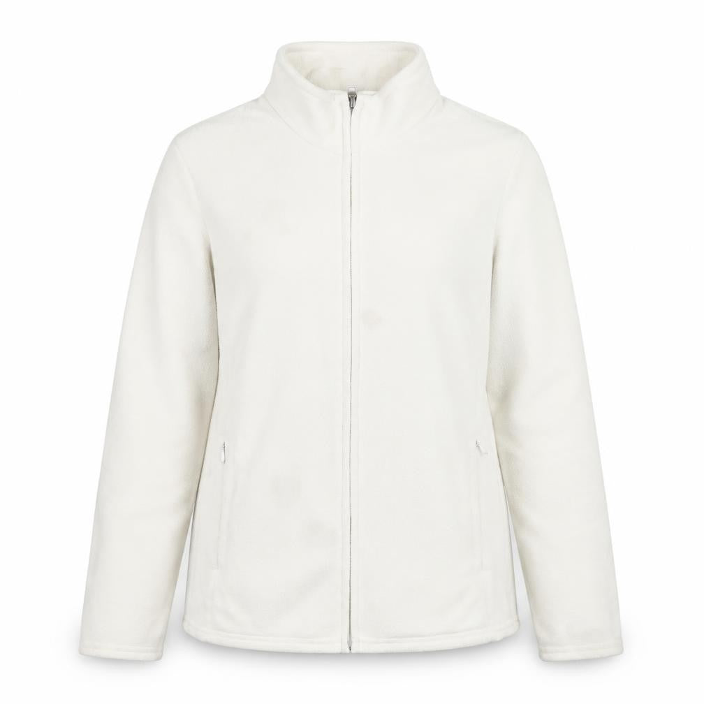Front view of Marks & Spencer women’s white jacket, size UK 12, zip