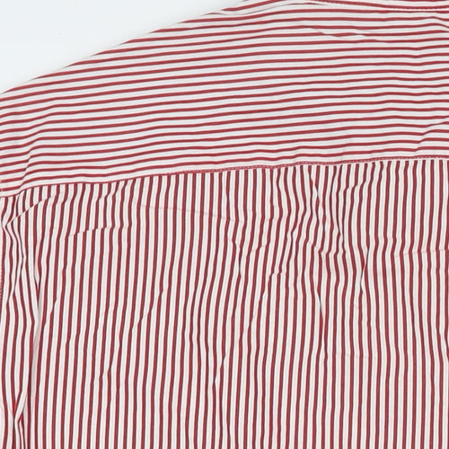 Blue Harbour Mens Red Striped Cotton Button-Up Size M Collared Button